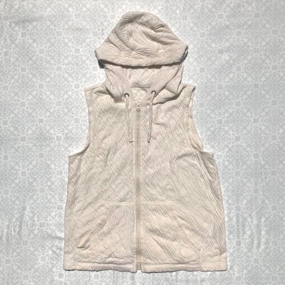 Eileen Fisher Jackets & Blazers - Eileen Fisher Cream White Hooded Zip Up Vest M